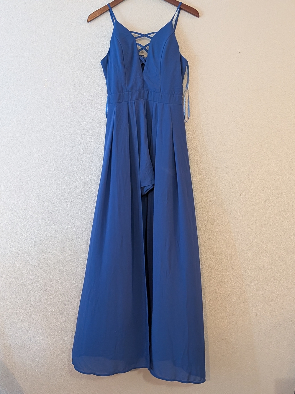 fab'rik Royal Blue Crisscross V-Neck Romper Dress